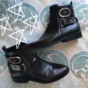 ZARA DARK BURGUNDY & BLACK BOOTIES